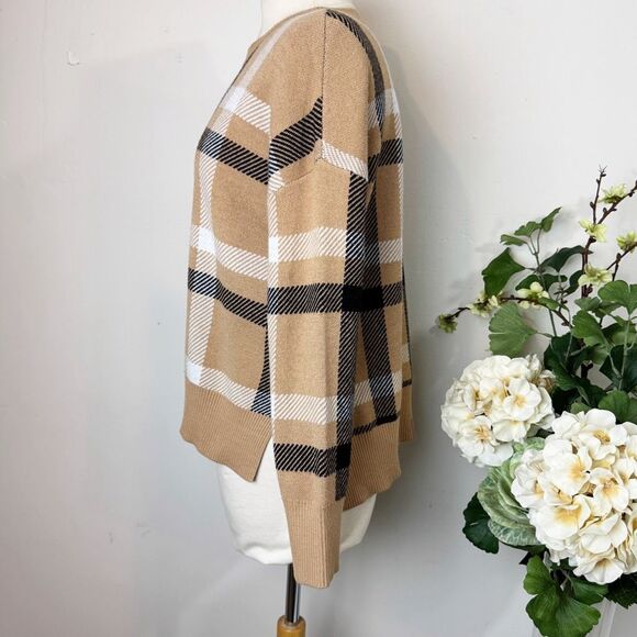 ANTHROPOLOGIE | hi-low jacquard sweater | medium | laundry by Shelli Segal | pla - Picture 5 of 10